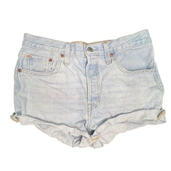 Levi’s Light Wash 501 High Rise Denim Cut Off Shorts - Picture 1 of 7